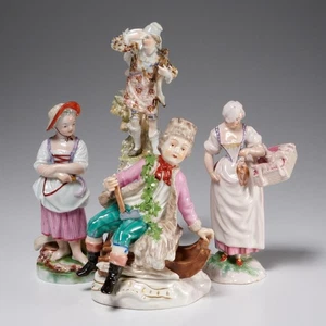 Antike deutsche Ludwigsburger Volkstedt Porzellan Jagd Bauer Weizen Figur Lot - Bild 1 von 12