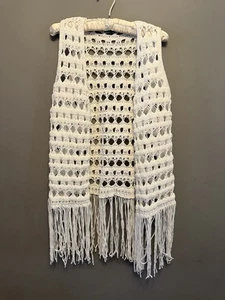 United Colors of Benetton Knitted Crochet Waistcoat Boho style Size XS-S - 6-12 - Picture 1 of 6