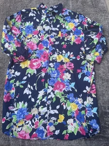 Ralph Lauren Nachthemd Erwachsene Damen Marine Blumenmuster Knopfleiste Nachthemd Größe 1 X - Bild 1 von 6