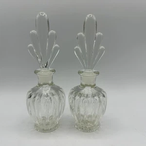 Art Deco Perfume Bottles, Clear, Set of 2 - Picture 1 of 8