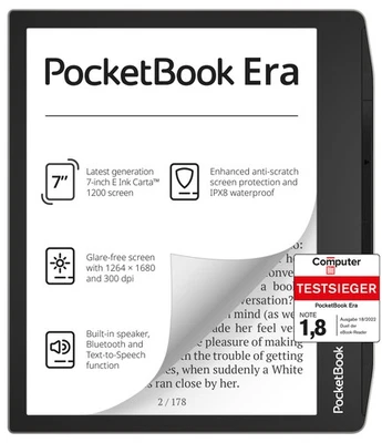 PocketBook Era 16GB Silber USB-C WiFi Bluetooth 7"eINK SMARTlight eReader IPX8 - Bild 1 von 4