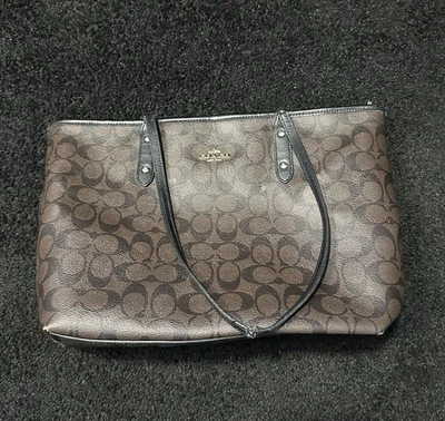 Vintage Modern Y2k Coach city F58292Brown Signature C Zip Tote - Image 1 of 4