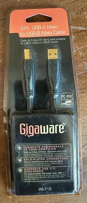 Gigaware 3-Ft. USB-A Male To USB-B Male PC MAC High Speed Cable #26-712  - Image 1 of 2