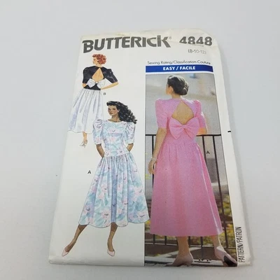 Butterick Sewing Pattern 4848 Bow Open Back Twirl Garden Party Dress sz 8 10 12 - Image 1 of 4
