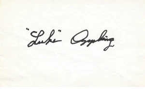 SIGNED 3x5 INDEX CARD OF HOF LUKE APPLING (DECEASED 1991)! GREAT AUTOGRAPH! - Picture 1 of 1