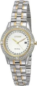 Citizen Eco-Drive FE1154-57A Two Tone Silver Dial Womens Crystal Dress Watch - Picture 1 of 2