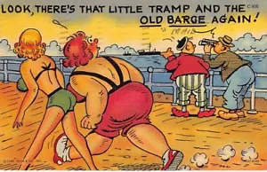 Postal: Here's That Little Tramp & Old Barge Again, humor cómico publicado en 1954 - Imagen 1 de 2