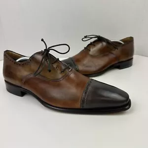 Stefaus Brauehius Herren Lederkappe Zehenpartie Metallic Kleid Schuhe Schnürung Gr. 9/US 10 - Bild 1 von 14