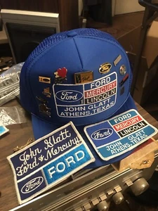 vintage Ford trucker hat snapback Rare Athens Texas Hat Pin Lapel Ford Patches - Picture 1 of 7