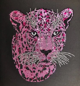Rhinestone Design "Leopard/Pink" Iron On Transfer Hot Fix 21037P - Picture 1 of 4