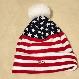 KNF-USA Flag Beanie Winter Hat With Pom Pom OS - Picture 1 of 3