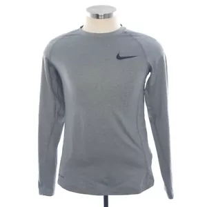 Nike Pro Slim Fit Long Sleeve Solid Gray Mens Small Crew Neck Tee - Picture 1 of 11