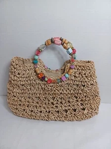 Cappelli Straworld Jewel Ring Handle Straw Purse Handbag - Picture 1 of 12
