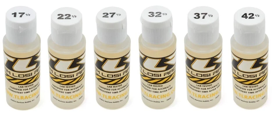 Team Losi Shock Oil Six Pack (2oz) (17.5, 22.5, 27.5, 32.5, 37.5, 42.5wt - Image 1 of 4