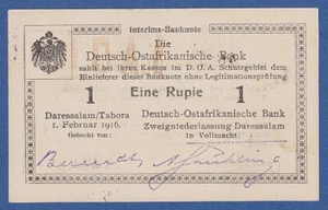 GERMAN EAST AFRICA -- 1 RUPIE ( 1.2.1916 ) -- T2 -- SC- / aUNC -- PICK 19 . - Picture 1 of 2