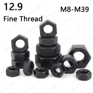 Fine Thread Black 12.9 Steel DIN934 Hexagon Nuts Hex Nuts M8 M10 M12 M14 M16-M39 - Picture 1 of 6