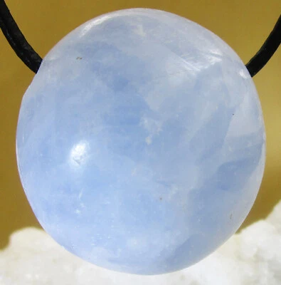 CALCIT BLAU XL   Trommelstein gebohrt   EDELSTEIN ANHÄNGER    Nr.24 - Bild 1 von 2