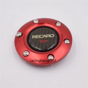 RECARO Carbon Fiber Racing Steering Wheel Horn Button Cover+Red Aluminum Edge - Bild 1 von 3