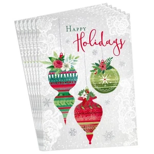 LOTE DE 6 Tarjetas FELICES FIESTAS + Sobres, Adornos Florales Rojo Verde Navidad - Imagen 1 de 4