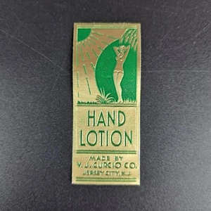 Original Vintage Label V.J. CURCIO CO. Hand Lotion Jersey City, NJ Foil Embossed - Picture 1 of 3