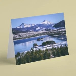 Lake with snow covered mountains and landscape birthday card for family friend - Picture 1 of 1