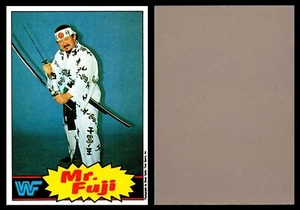 Topps Wrestling Stars Mr. Fuji 1985 #17 - rara tarjeta trasera en blanco - casi nueva - Imagen 1 de 1