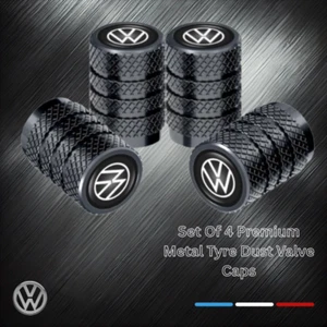 Set Of 4 Black Premium Metal Tyre Dust Valve Caps For All Models - Picture 1 of 4