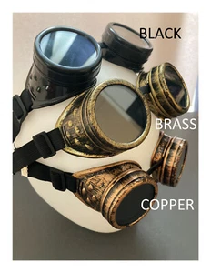 Steampunk goggles Elastic strap Costume Cosplay 3 colors avail NEW plastic - Picture 1 of 7