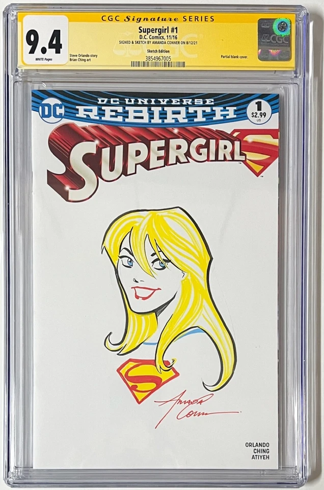 Supergirl #1 CGC Signature Series 9.4 Amanda Conner Original Sketch Variant DC - Image 1 of 1