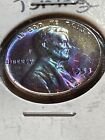 1953-P Lincoln Wheat Cent Multi Color Toning BU GEM MINT STATE Coin Beauty CC531