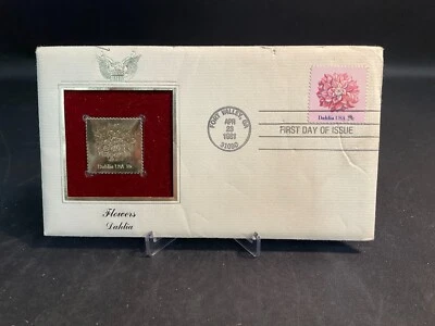 1981 PCS Flowers Dahlia 18¢ FDC 22K Gold Stamp Replica - Image 1 of 2