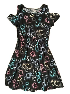 NWT SO Girls Size 16 Cold Shoulder Black Stars Hearts Dress 16 - Picture 1 of 4