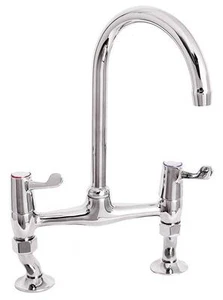 Deva DLT305B Chrome Bridge Mounted Kitchen Mixer Tap with 3" Levers - Picture 1 of 1