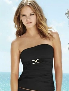 MICHAEL Michael Kors Black Linked Solid  Bandini Tankini Top Sz S NWOT - Picture 1 of 4