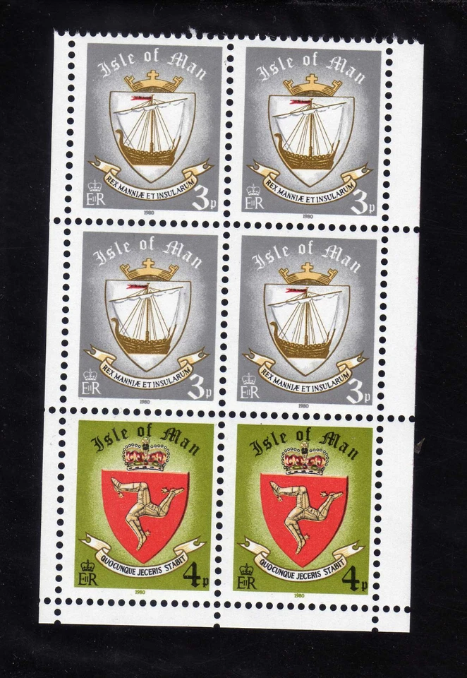 ISLE Of MAN -  1980   sc#146a   VIKING SHIP, TYNWALD EMBLEM  BOOKLET PANE - Image 1 of 1