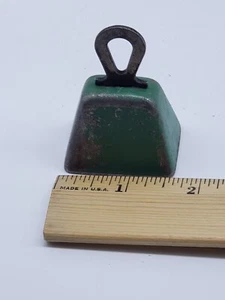 VINTAGE RUSTY COW BELL, GREEN - Picture 1 of 8