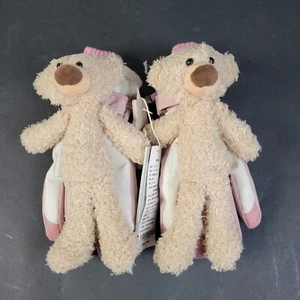 NWT 13DE MARZO Bear Skiing Gloves With Teddy Pink & White Snow Ski Size Small - Picture 1 of 8