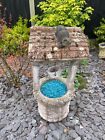 Stone Garden Wishing Well with Cat on the roof.  Collection Gloucester GL2