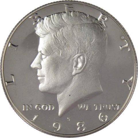 1986 S Kennedy Half Dollar Choice Proof 50c US Coin Collectible Cover