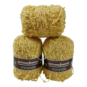 2 Skeins Scheepjes Miranda Yellow Cotton Blend Yarn - Picture 1 of 5