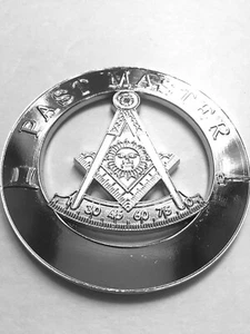 Masonic  Metal Chrome Past Master Auto Car Emblem - Picture 1 of 1