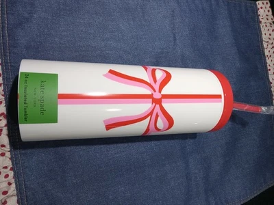 Kate Spade New York конфеты бант 24 унц путешествий чашка крышка соломы новый - Изображение 1 из 4