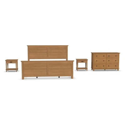 Juegos de Dormitorio King Madera Parque Roble 4 Piezas Homestyles con 2 Mesitas de Noche en Marrón Foto 1 de 3