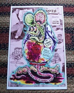 ED ROTH RAT FINK PERSONALIZZATO MONSTER PAINTING T-Shirt Poster Pubblicità Johnny Ace Art Firmato - Foto 1 di 6