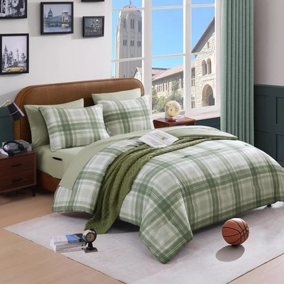 Twin XL Comforter Set, Green Plaid Bedding Set 5 Piece for Boys Girls Teen, C... - Image 1 of 4