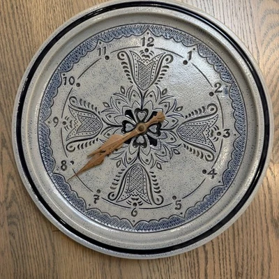 Vintage Gebruder Plein German Ceramic Pottery Wall Clock For Parts - Not Running - Image 1 of 4