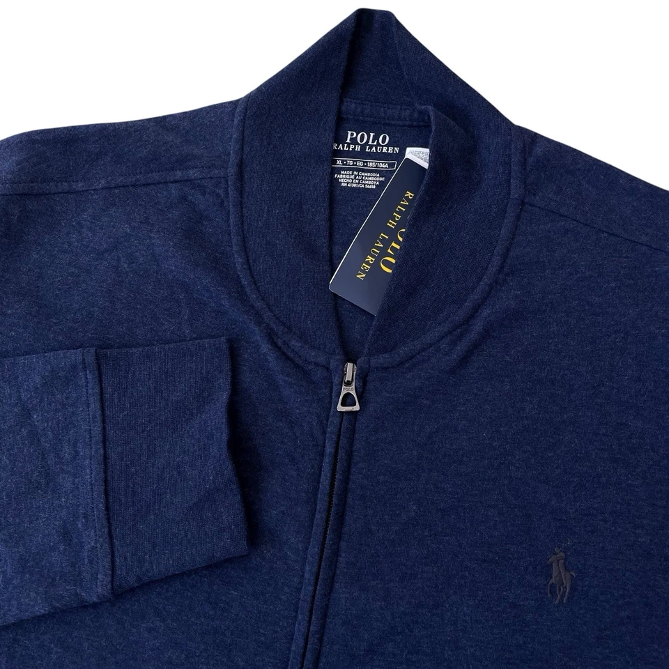 com etiquetas Polo Ralph Lauren Luxo Jersey Jaqueta Bombardeiro de Beisebol Azul Si G1N - Imagem 1 de 4