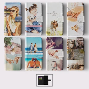 CUSTOM PHOTO FLIP WALLET PHONE CASE FOR IPHONE 16 15 14 13 12 PERSONALISED IMAGE - Picture 1 of 10