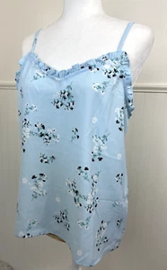 41 Weißdornstich Fix blau Blumen Rüschen Cami Tank Top Größe M Haustier Y2K Strand - Bild 1 von 5
