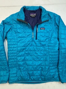 Patagonia Puffer Jacket Women’s M Teal Turquoise Primaloft 1/4 zip - Picture 1 of 7